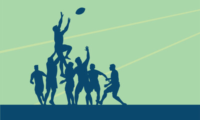 Premium Illustration of rugby player jump together to get the ball best for your digital graphic and print	
