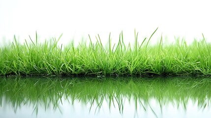 Canvas Print - Green Grass Reflection in Water - Nature Photography