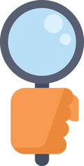 Wall Mural - cartoon hand holding a magnifying glass, searching for information, clues, or conducting an investig