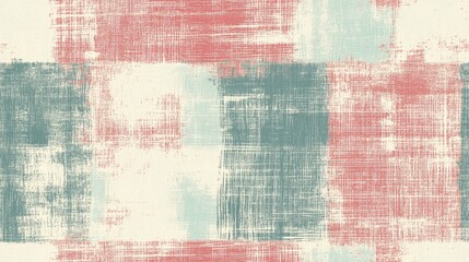 Pastel colored uneven checks and stripes with woven textures in a seamless pattern design Distressed weave fabric texture Abstract grunge background illustration with repetitive elements
