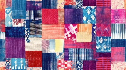 artistic ikat collage background featuring a colored plain patchwork weave pattern modern collage ch