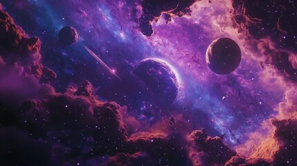 Wall Mural - outer space in a 3d cartoon rendering showcasing a science fiction cosmos