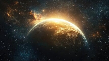 Wall Mural - 3d cartoon depiction of a planet s stars and a galaxy in open space