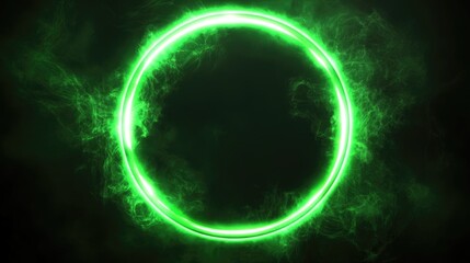 Wall Mural - Green Neon Light Energy Circle Background