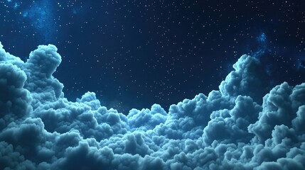 Wall Mural - cartoon rendering in 3d of a night sky space filled with clouds and stars