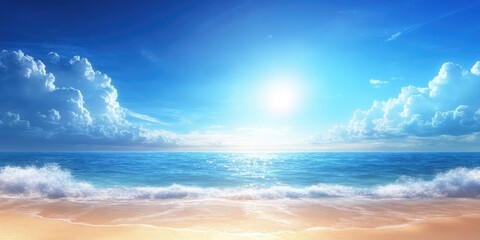 Scenic coastline view featuring a beach under a clear sky, Coastal landscape with a beach and clear blue skies