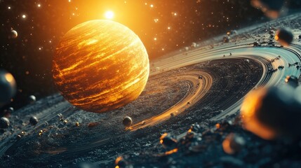 Wall Mural - high resolution 3d cartoon rendering of a planet in the solar system