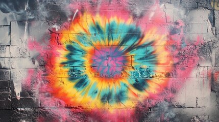 Sticker - Trendy Urban Graffiti Art featuring a colorful tie dye circle and vibrant smoke effects