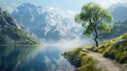 Wall Mural - Tranquil Mountain Lake