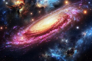 Wall Mural - radiant galaxy with swirling cosmic energy and star clusters
