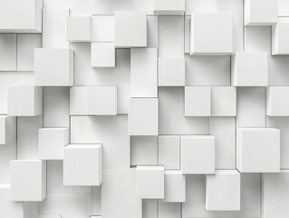 Wall Mural - random white cube blocks background with clean modern design, copy space