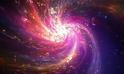 Wall Mural - vibrant cosmic swirl with colorful nebula and stars with ai generated.
