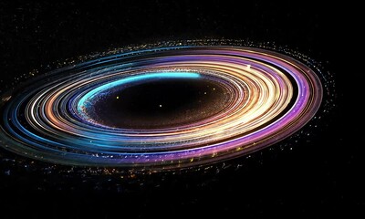 Sticker - Colorful glowing galaxy ring in deep space with ai generated.

