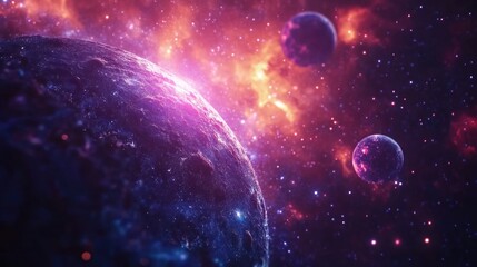 Wall Mural - 3D illustration of a cosmic art background featuring planets and galaxies showcasing the beauty of deep space and science fiction themes with billions of galaxies in the universe