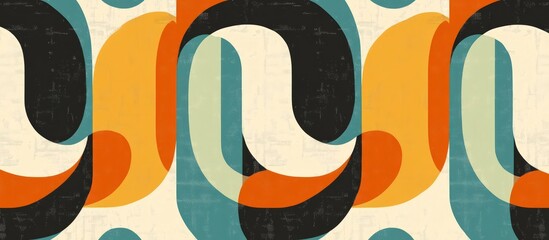 Wall Mural - retro 70s seamless pattern wallpaper with bold geometric shapes