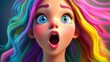 © VRVisionary - Colorful 3D cartoon of a beautiful young surprised girl