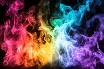 Wall Mural - smoky black background with glowing colored flames in the center