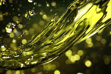 Wall Mural - luxurious oil splash capturing the dynamic movement and reflective quality of olive or engine oil in