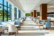 © Luluraschi - hospital cafeteria with modern seating, floor-to-ceiling windows