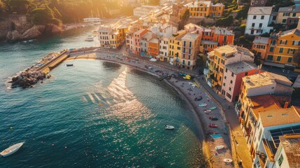 Wall Mural - Aerial View of a Colorful Italian Coastal Town