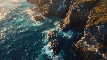 Poster - Aerial View of Dramatic Rocky Coastline