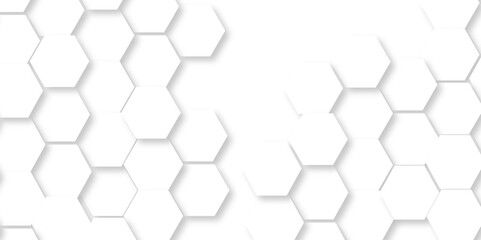 Vector Minimal White Hexagonal Background. Luxury White Pattern. 3D Futuristic abstract honeycomb mosaic white background. geometric mesh cell texture. modern futuristic wallpaper.