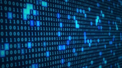 Technology Binary Coding Blue Background Video