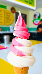 Wall Mural - pink white soft serve ice cream cone