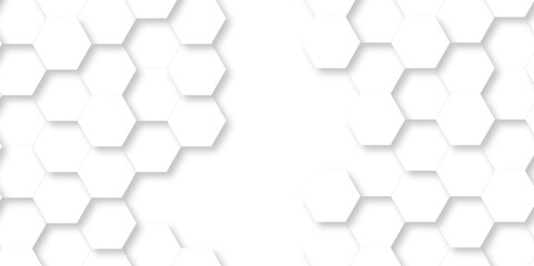 Vector Minimal White Hexagonal Background. Luxury White Pattern. 3D Futuristic abstract honeycomb mosaic white background. geometric mesh cell texture. modern futuristic wallpaper.