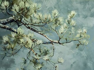 Wall Mural - Close-Up of Pine Tree Branch with Delicate Needles