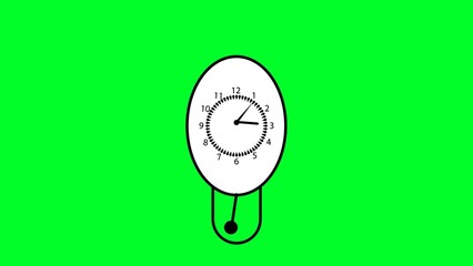 clock icon with moving arrows in 12 hour looping. clock animation with withe background..