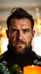 Canvas Print - man with a beard gazes thoughtfully