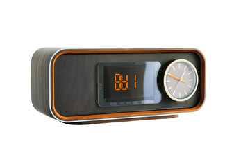 Modern Clock Radio with Digital Screen and Blue Backlight for Enhanced Visibility