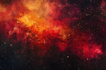 Wall Mural - red galaxy night sky filled with stars and the milky way, rendered in vibrant colors that capture th