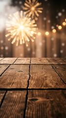 Wall Mural - warm rustic wooden surface with blurred light