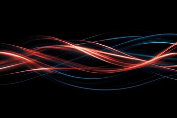 Wall Mural - abstract background with flowing red and blue lines on a black background.