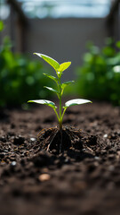 Sticker - single sprout emerges from the soil