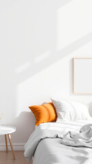 Poster - white bed with a bright pillow