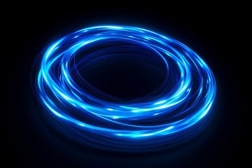 Wall Mural - Abstract blue light trails swirl and spin in a hypnotic pattern, creating a dynamic and futuristic aesthetic.