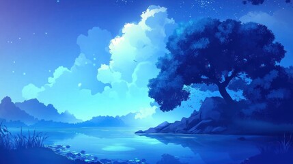 Poster - Serene Nighttime Landscape