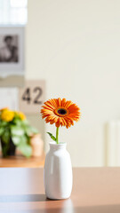 Canvas Print - single gerbera daisy a white vase