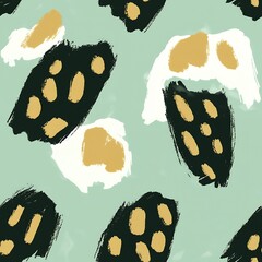 Wall Mural - abstract green, black, and yellow pattern with brush strokes.