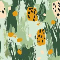 Wall Mural - abstract green, yellow and black seamless pattern. colorful and contemporary design.