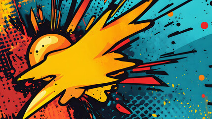 Wall Mural - comic abstract pop art background featuring a bold thunder illustration -
