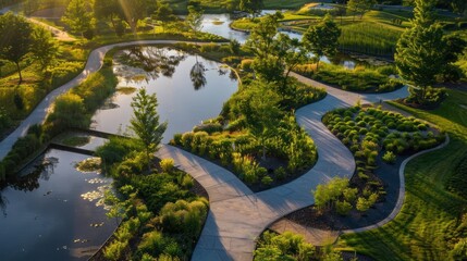 Sticker - Aerial View of a Serene Garden