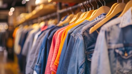 Poster - Close-up of Clothing Rack in Retail Store