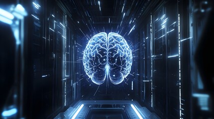 Wall Mural - brain representing critical thinking and advancement in technology and intelligence