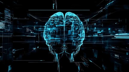 Wall Mural - brain representing critical thinking and advancement in technology and intelligence
