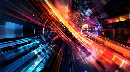 Wall Mural - abstract technology business background with motion blur zoom