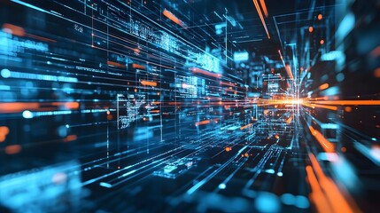 Wall Mural - global networking communication future technology background information chain
